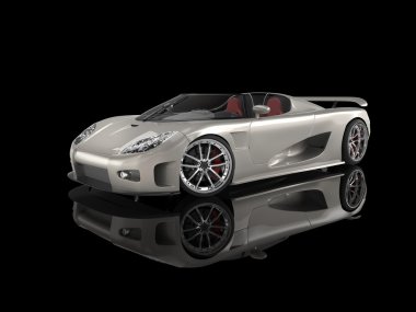 Spor araba - Platin - siyah yansıtıcı arka plan üzerine boyalı