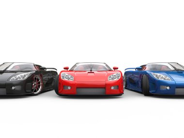 Kırmızı spor araba öne çıkmaktadır