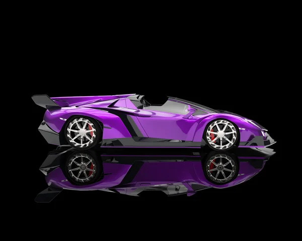 Supercar - purple pearlescent paint - side view — Stock Photo, Image