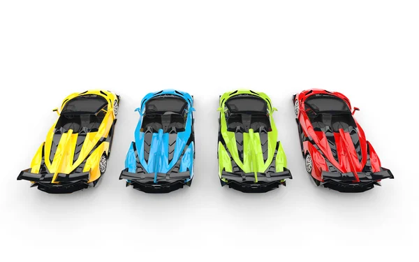 De basiskleuren van Supercars - bovenaanzicht- — Stockfoto