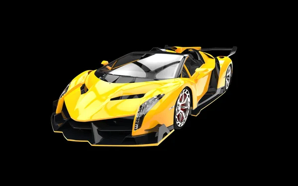 Yellow supercar on black background — Stock Photo, Image