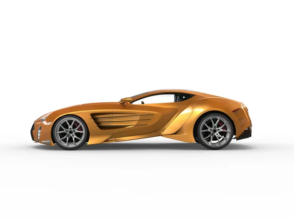 Goud metallic supercar - zijaanzicht — Stockfoto