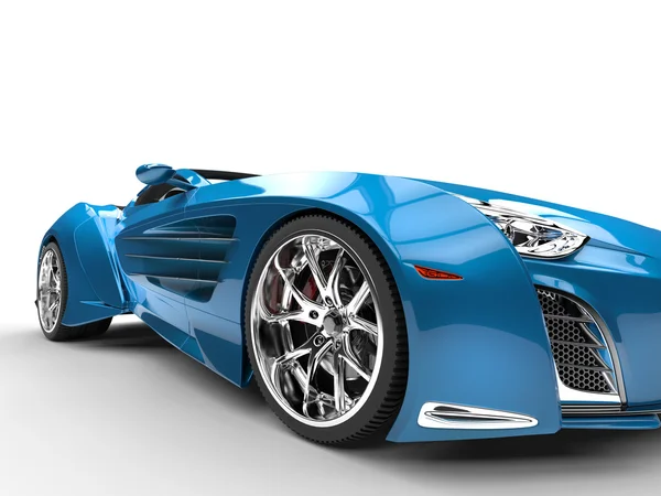 Blue supercar - closeup - front view — Stock Photo, Image