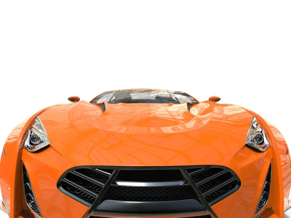 Orange supercar - extreme close seup - front view — стоковое фото