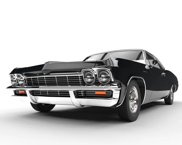 Classic muscle black car - front view closeup — Stock Photo, Image