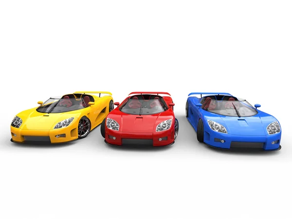 Sportscars - base colors - top view — Stock Photo, Image