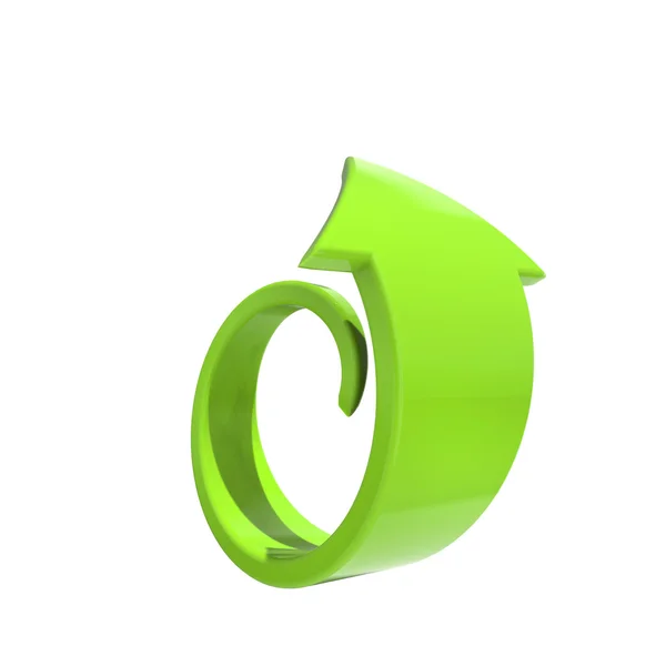 Símbolo de seta encaracolado verde brilhante — Fotografia de Stock