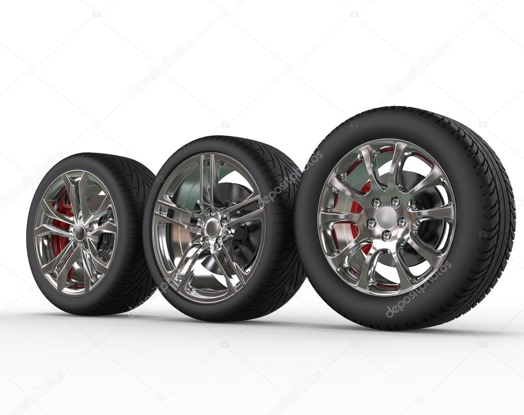 Car wheels - rims variations - side view