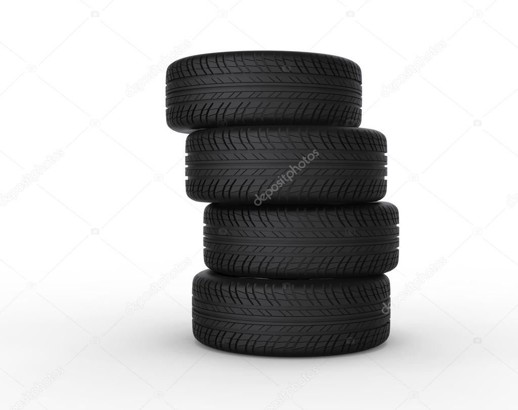 Stacked Tires  -  isolated on white background.
