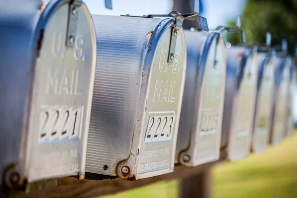 A row of United States mail boxes — Stock Photo, Image