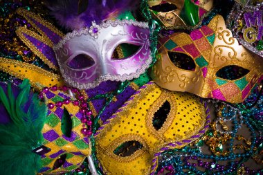 Mardi Gras Masks with beads clipart