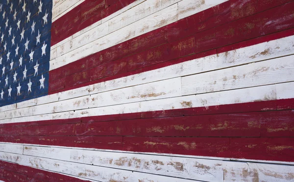 美国或美国国旗画在木板墙上 — 图库照片
