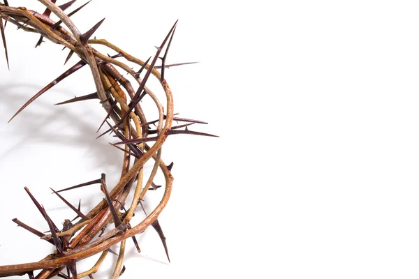 Uma coroa de espinhos em um contexto branco - Easter. religião . — Fotografia de Stock