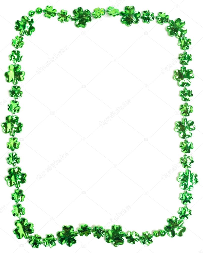 St. Patricks Day beads on a white background