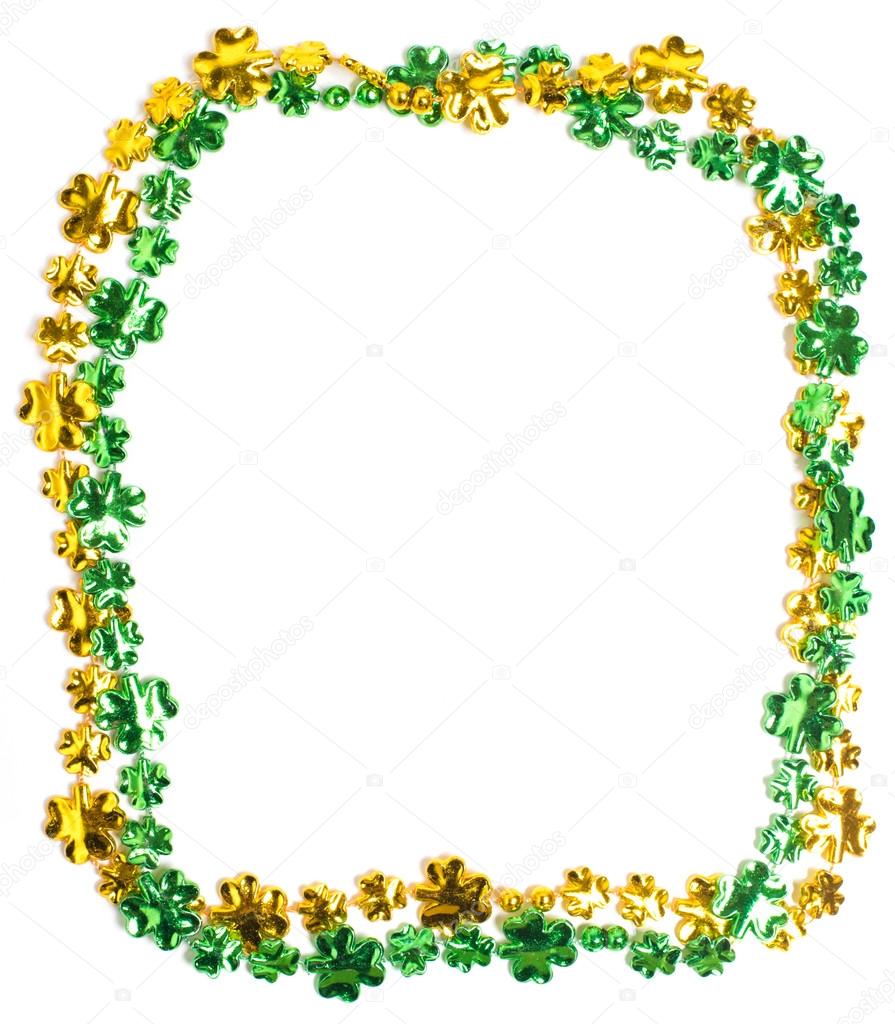 St. Patricks Day beads on a white background