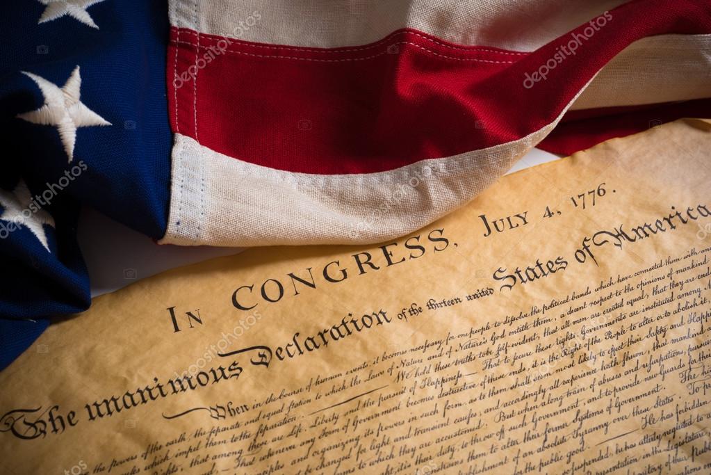 United States Declaration of Independence with vintage flag Stock Photo by ©miflippo 82013258