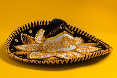 Bir festival siyah Meksikalı mariachi fötr şapka