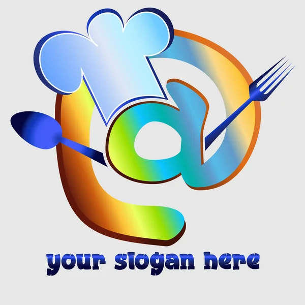 Логотип мистецтва для кафе з доставкою додому або інтернет-кафе у вигляді поштового значка — стоковий вектор