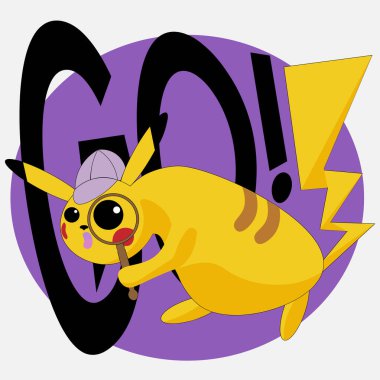 Tişört veya çıkartma tasarımı için sanat Pikachu Pokemon logosu
