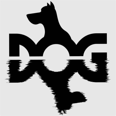 resim tipografik köpek logosu negatif boşluk kullanıyor