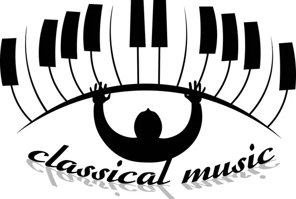 Logo Art Musique Classique Sous Forme Oeil Avec Piano Musicien — Image vectorielle