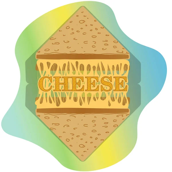 Logo Art Deux Toasts Fromage Fondu Entre Eux Avec Inscription — Image vectorielle