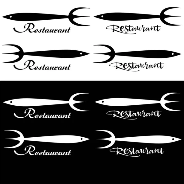 Креативна Стилізована Виделка Формі Риби Логотип Мінімалістичного Ресторану — стоковий вектор