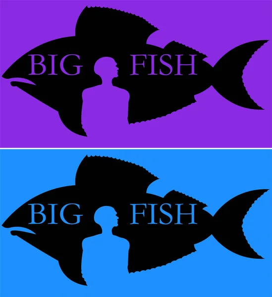 Art Illustration Fish Man Silhouette Using Negative Space — Stock Vector