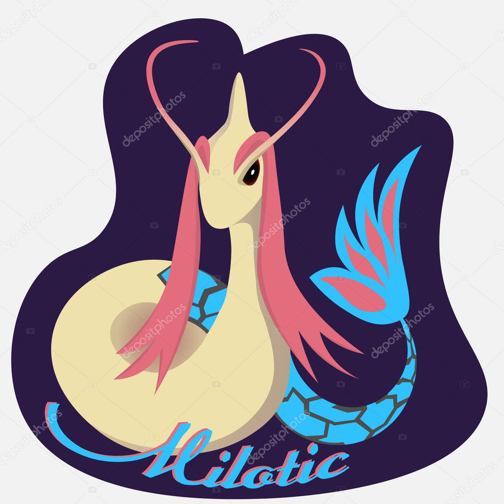 Art pokemon go sea dragon milotic logo on ultraviolet background