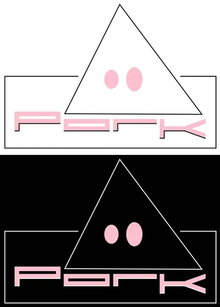 Inscrição de carne de porco com um minimalismo porquinho triangular logotipo criativo — Vetor de Stock