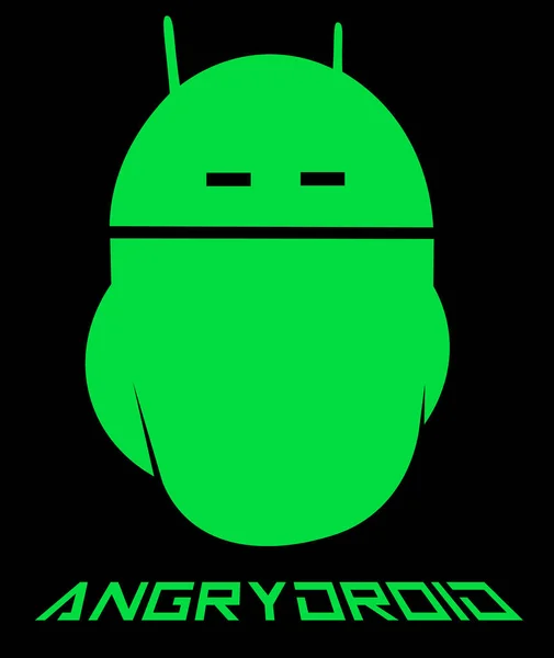 Emoticono androide, malvado minimalismo androide logotipo creativo — Vector de stock