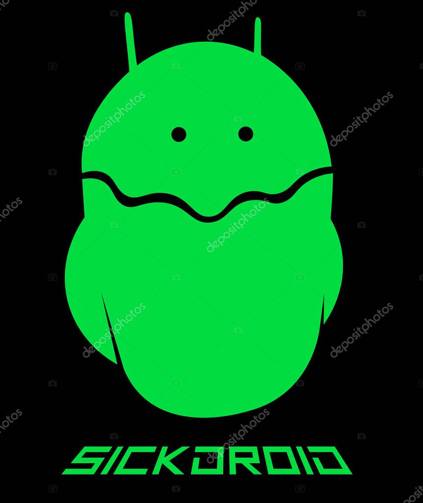 Emoticon android, sick android minimalism art logo