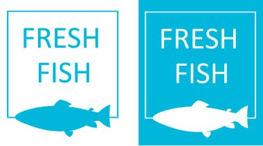 Çerçevede balık silueti, taze balık minimalist sanat logosu