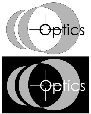 Bir gözlükçünün, bir optik mağazasının, bir minimalist sanat logosunun yazılı olduğu bir görüntü.
