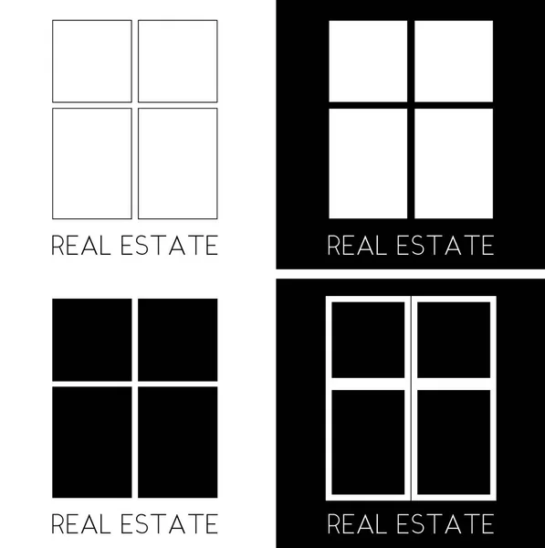 Fenêtre Des Rectangles Dans Différentes Versions Immobilier Minimaliste Logo Créatif — Image vectorielle