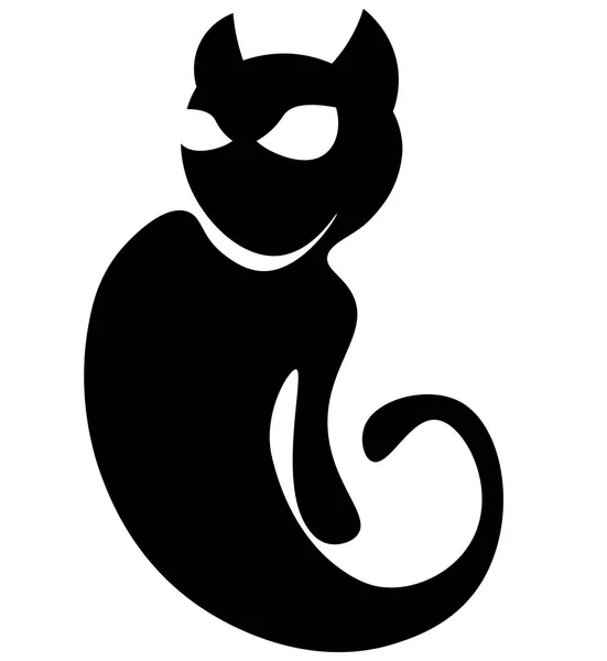 Silueta Abstracta Gato Negro Con Pata Logotipo Arte Minimalista Gato — Vector de stock