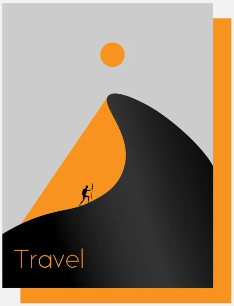 Desierto Abstracto Montaña Sol Turismo Viajeros Logo Minimalista Creativo — Archivo Imágenes Vectoriales