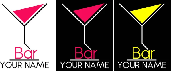 Verre Cocktail Avec Une Barre Inscription Logo Art Minimaliste — Image vectorielle