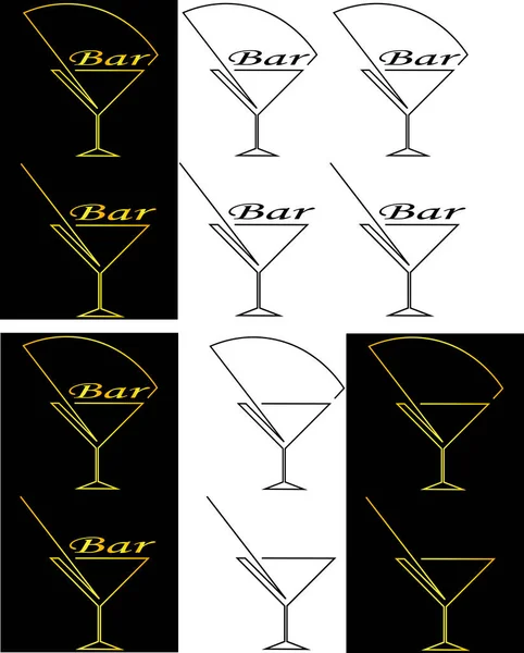 Silhouette Verre Des Contours Bar Cocktails Art Logo Minimaliste — Image vectorielle