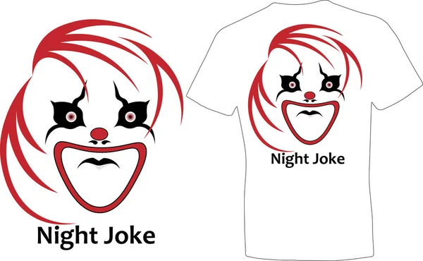 Disegno Una Shirt Con Clown Notte Scherzo Minimalismo Illusione — Vettoriale Stock