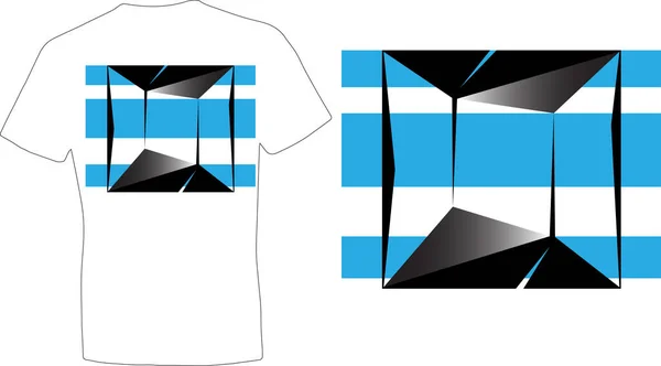 추상적 디자인의 티셔츠와 파란색 줄무늬 미니멀리즘적 삽화가 — 스톡 벡터