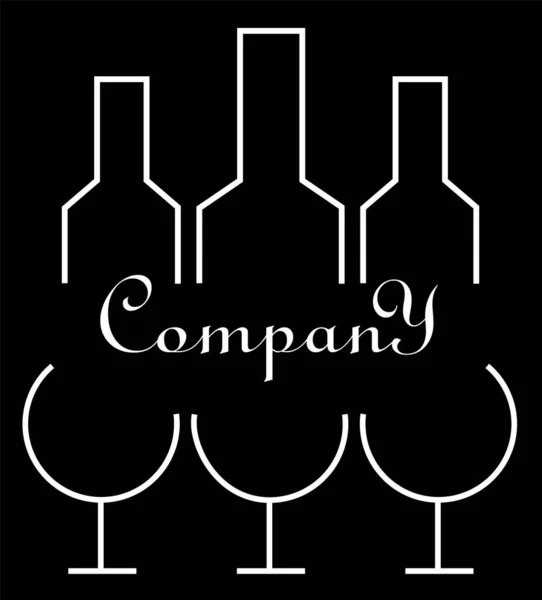 Minimalistyczne Logo Przezroczystych Butelek Okularów Kontury Biznes Alkoholowy Kreatywny Design — Wektor stockowy