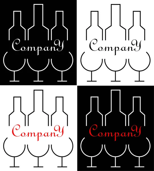 Logotipo Minimalista Para Negocio Del Alcohol Tres Vasos Botellas Diseño — Archivo Imágenes Vectoriales