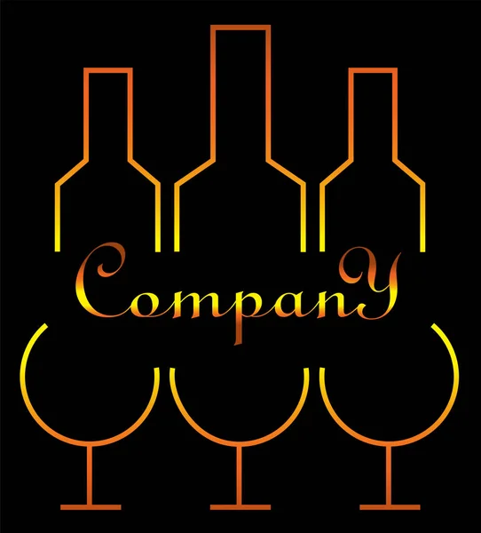 Alkol işi için minimalist logo Üç bardak ve şişe yaratıcı tasarım