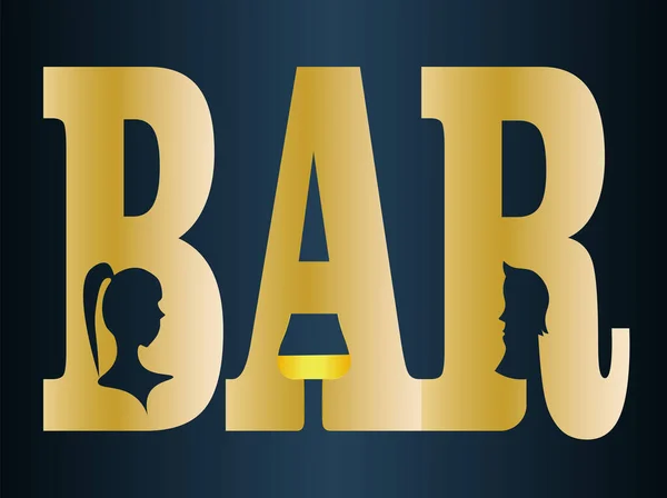 Bir erkek, bir kadın ve cam tasarım logosu siluetleri olan yazı çubuğu.