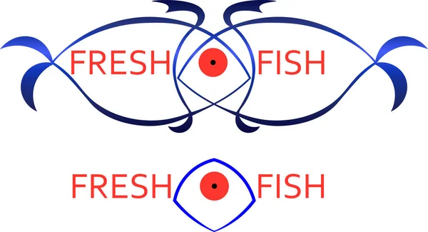 Fischkonturen mit der Aufschrift fresh fish business logo — Stockvektor