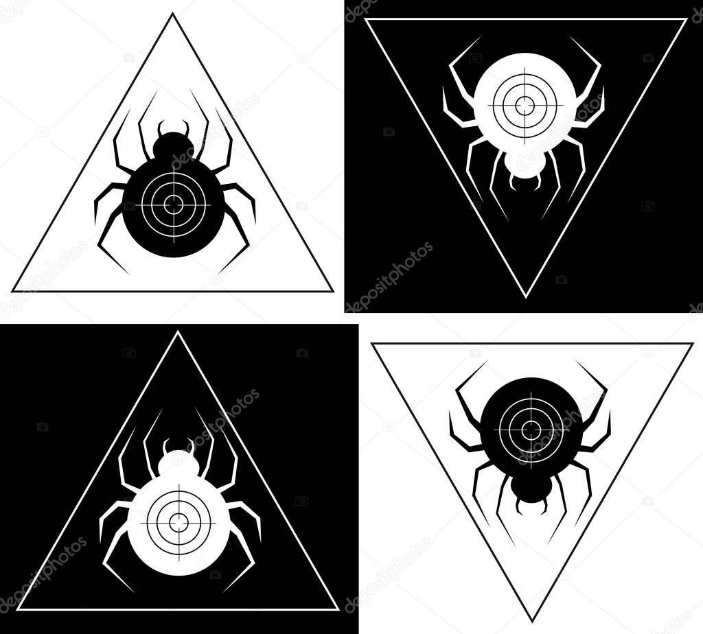 Spider in a triangular frame spider creative minimalist logo