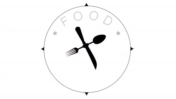 Food Compass Logo Spoon Fork Knife Arrow Animated — Stock Video