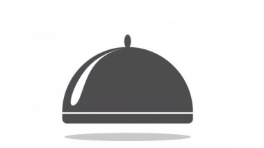 Animasyon logosu, üzerinde yazı olan bir yemek şeklinde.