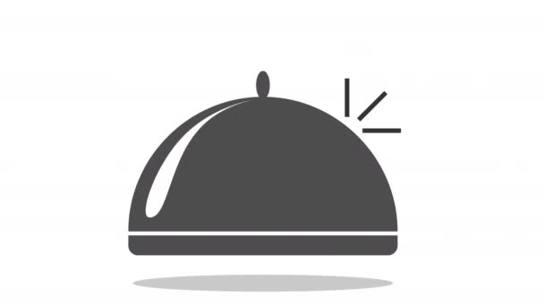 碑文のある料理の形をしたアニメーションロゴ — ストック動画